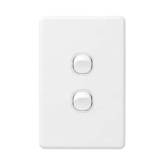 Iluma 2 Gang Vertical Light Switch White