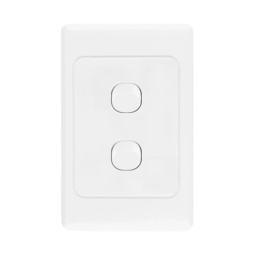 Iluma 2 Gang Vertical Light Switch White
