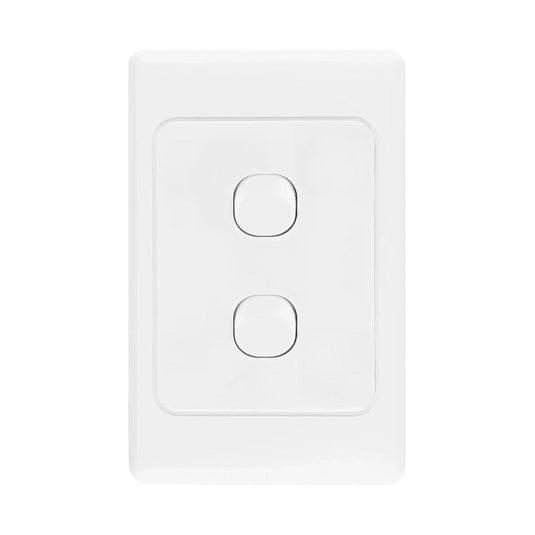 Iluma 2 Gang Vertical Light Switch White