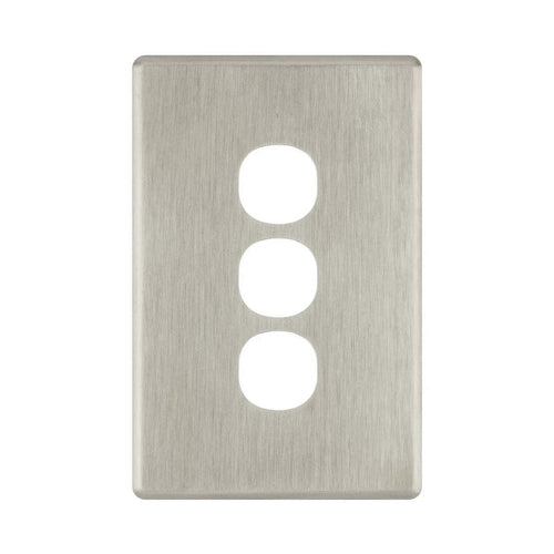 Iluma 3 Gang Light Switch Cover Plate Only Brushed Metal