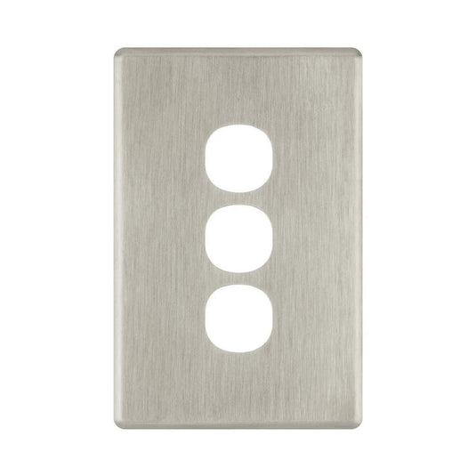 Iluma 3 Gang Light Switch Cover Plate Only Brushed Metal