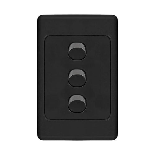 Iluma 3 Gang Vertical Light Switch Black
