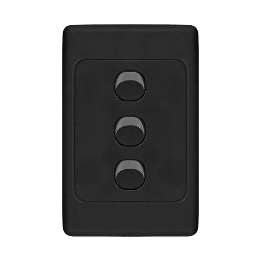 Iluma 3 Gang Vertical Light Switch Black