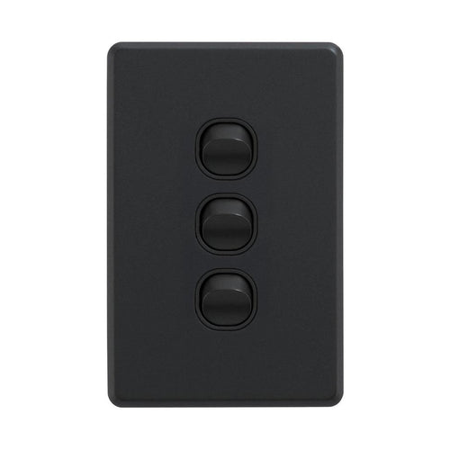 Iluma 3 Gang Vertical Light Switch Black