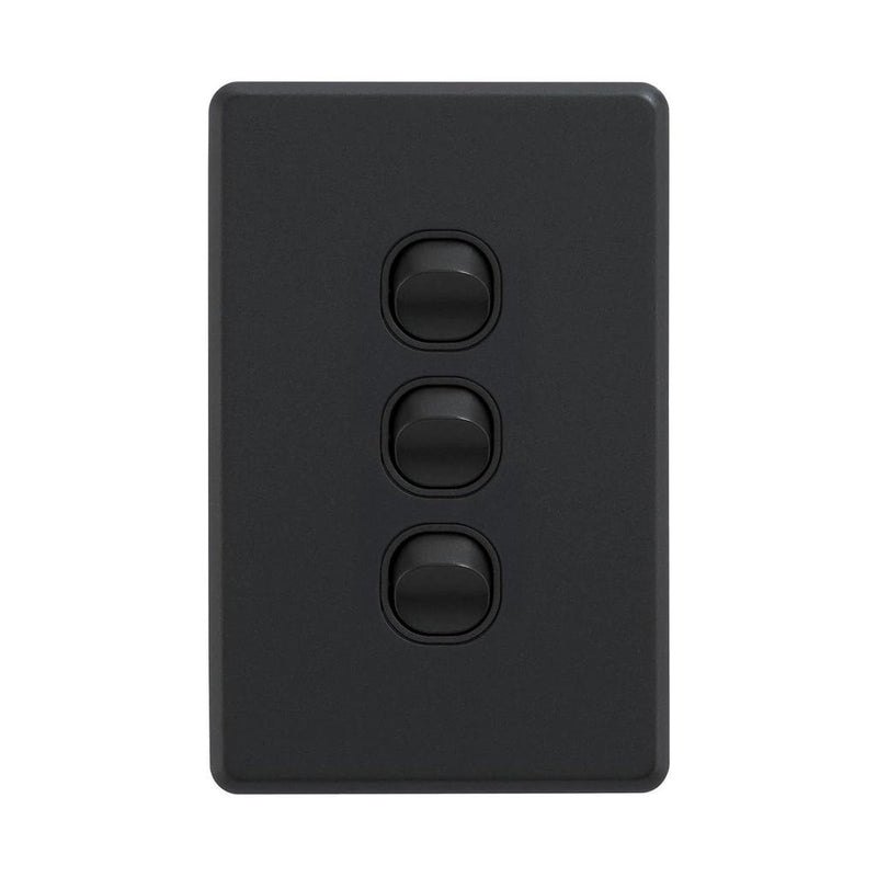 Load image into Gallery viewer, Iluma 3 Gang Vertical Light Switch Black
