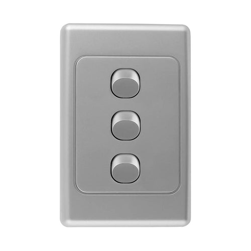 Iluma 3 Gang Vertical Light Switch Silver