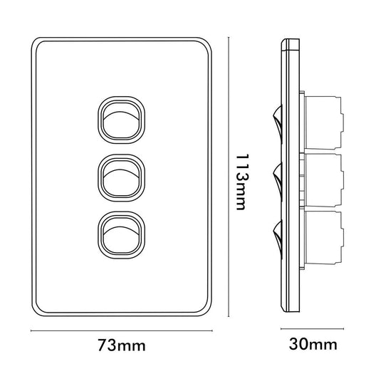 Iluma 3 Gang Vertical Light Switch White