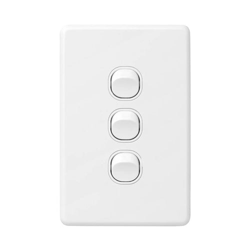 Iluma 3 Gang Vertical Light Switch White