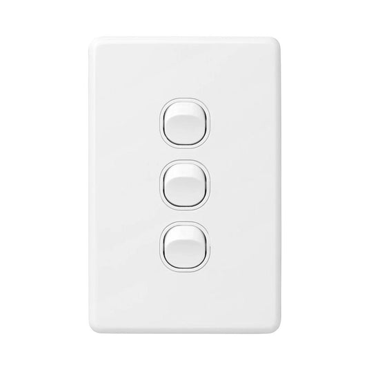 Iluma 3 Gang Vertical Light Switch White