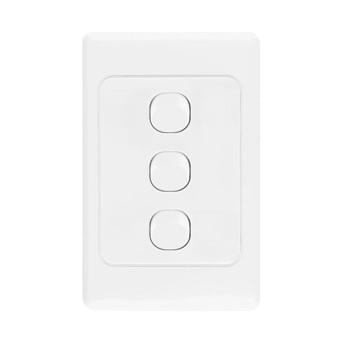 Iluma 3 Gang Vertical Light Switch White