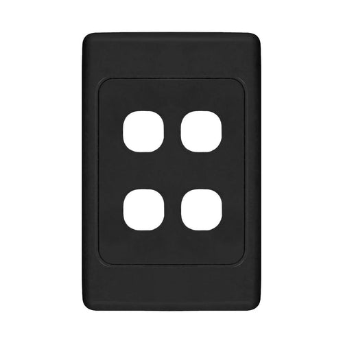 Iluma 4 Gang Light Switch Cover Plate Only Black