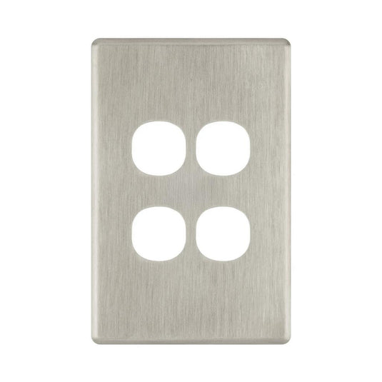 Iluma 4 Gang Light Switch Cover Plate Only Brushed Metal