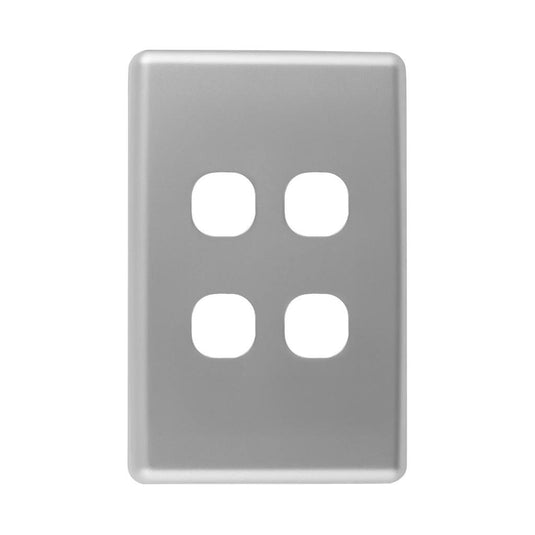 Iluma 4 Gang Light Switch Cover Plate Only Silver