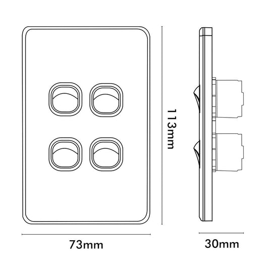 Iluma 4 Gang Vertical Light Switch Black