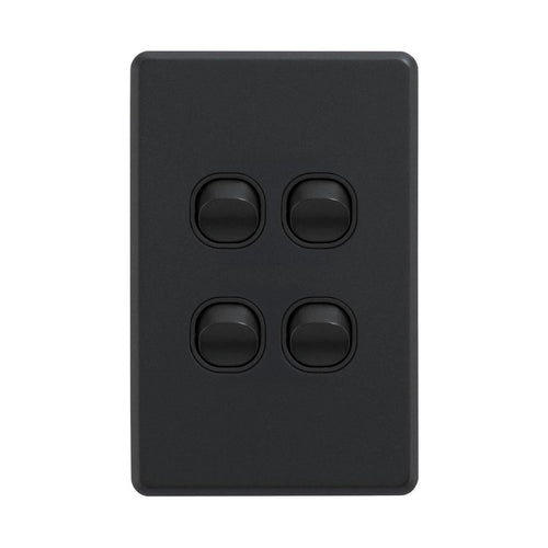 Iluma 4 Gang Vertical Light Switch Black