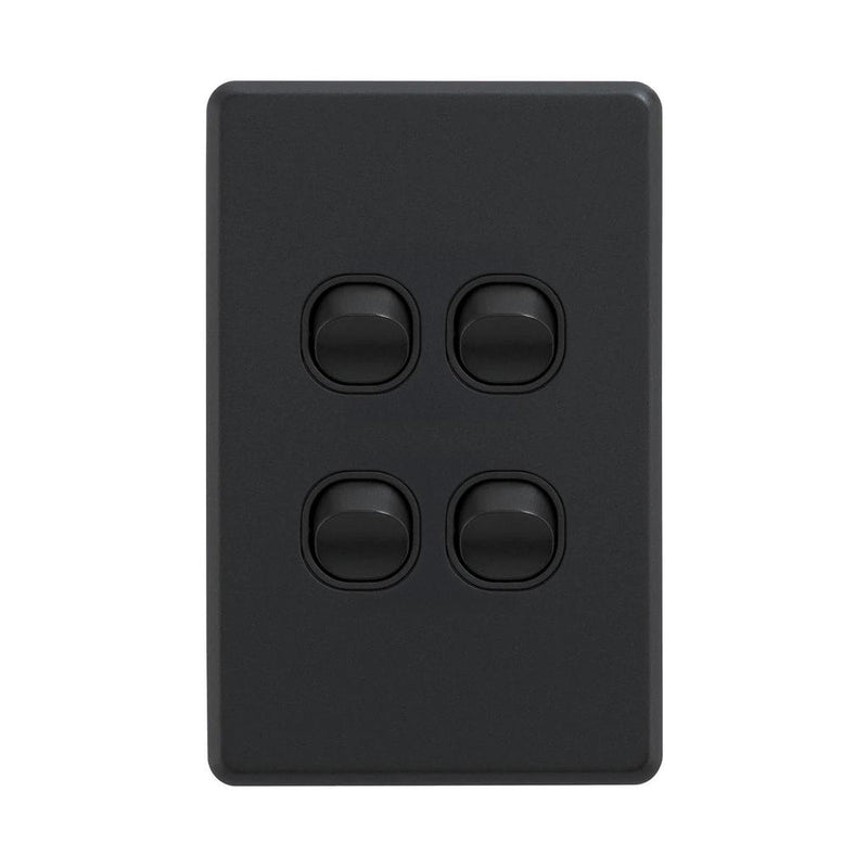 Load image into Gallery viewer, Iluma 4 Gang Vertical Light Switch Black
