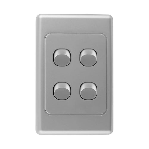 Iluma 4 Gang Vertical Light Switch Silver