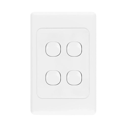 Iluma 4 Gang Vertical Light Switch White