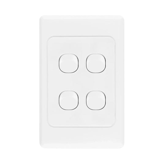 Iluma 4 Gang Vertical Light Switch White