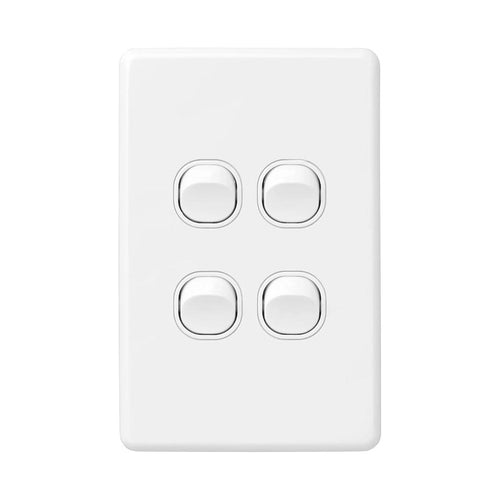 Iluma 4 Gang Vertical Light Switch White