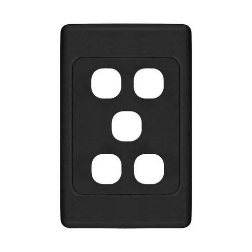 Iluma 5 Gang Light Switch Cover Plate Only Black
