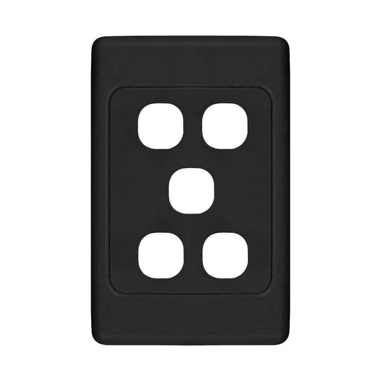 Iluma 5 Gang Light Switch Cover Plate Only Black
