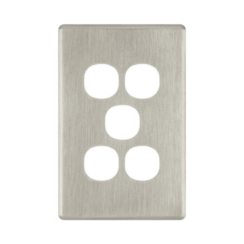 Iluma 5 Gang Light Switch Cover Plate Only Brushed Metal