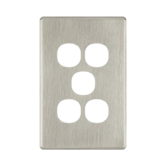 Iluma 5 Gang Light Switch Cover Plate Only Brushed Metal