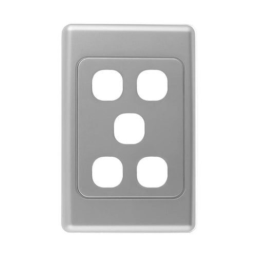 Iluma 5 Gang Light Switch Cover Plate Only Silver