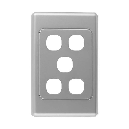 Iluma 5 Gang Light Switch Cover Plate Only Silver