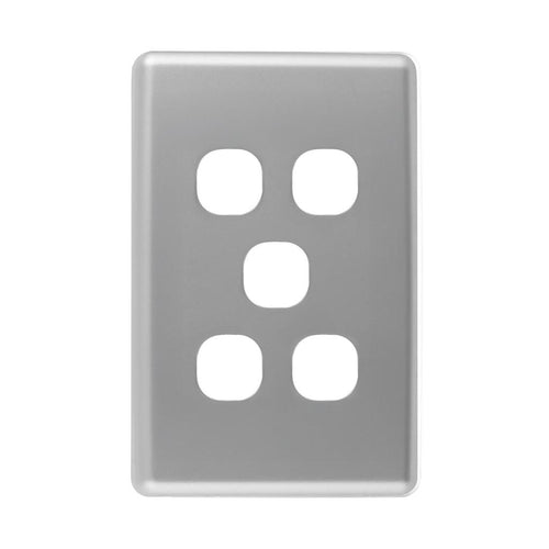 Iluma 5 Gang Light Switch Cover Plate Only Silver