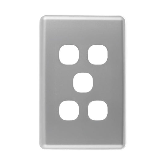 Iluma 5 Gang Light Switch Cover Plate Only Silver
