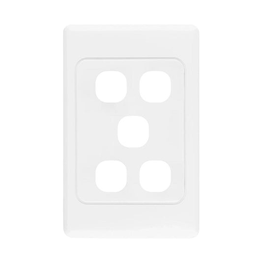 Iluma 5 Gang Light Switch Cover Plate Only White