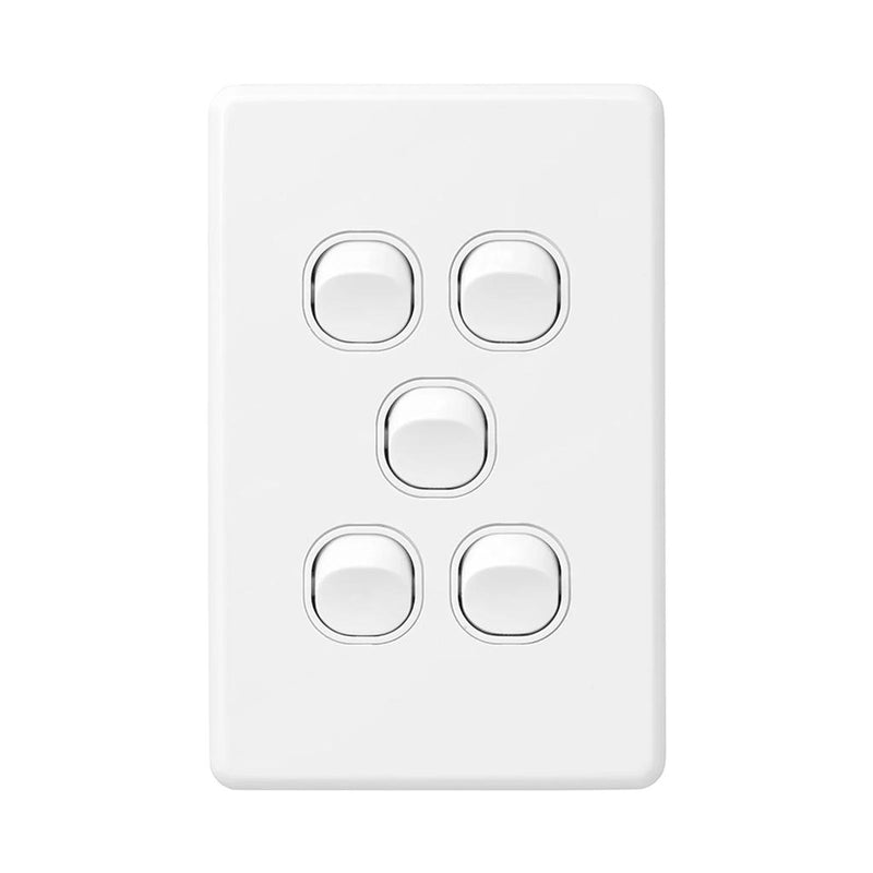 Load image into Gallery viewer, Iluma 5 Gang Vertical Light Switch White

