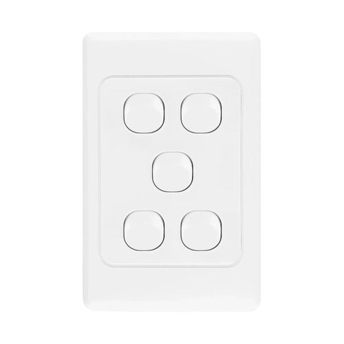 Iluma 5 Gang Vertical Light Switch White