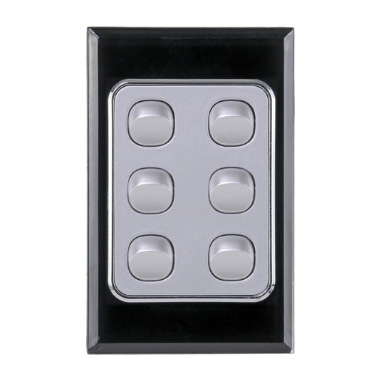 Iluma 6 Gang D/GL Series Vertical Light Switch Black/Silver