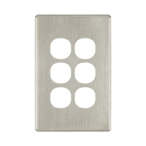 Iluma 6 Gang Light Switch Cover Plate Only Brushed Metal