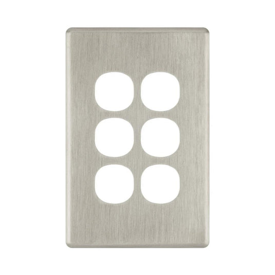 Iluma 6 Gang Light Switch Cover Plate Only Brushed Metal