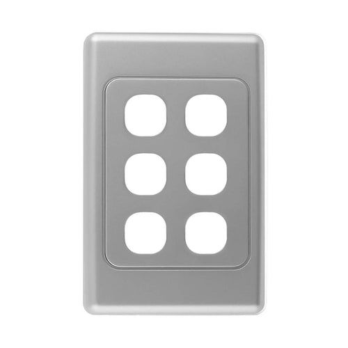 Iluma 6 Gang Light Switch Cover Plate Only Silver