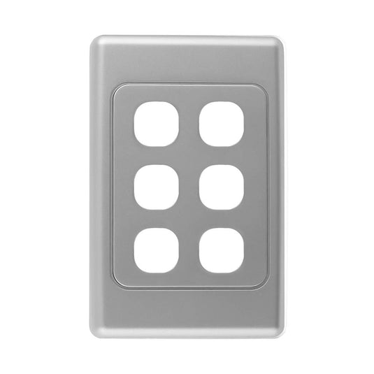 Iluma 6 Gang Light Switch Cover Plate Only Silver