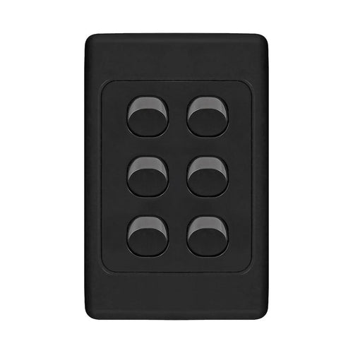 Iluma 6 Gang Vertical Light Switch Black