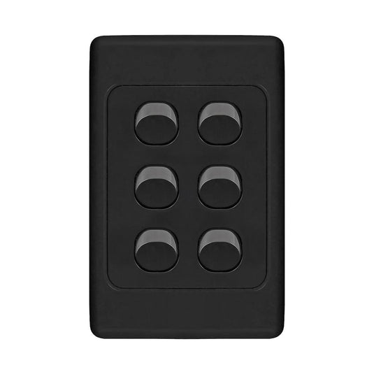 Iluma 6 Gang Vertical Light Switch Black
