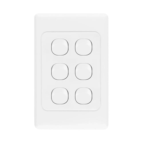Iluma 6 Gang Vertical Light Switch White