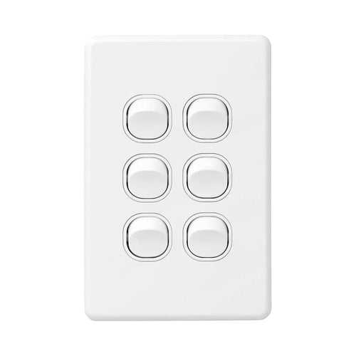 Iluma 6 Gang Vertical Light Switch White
