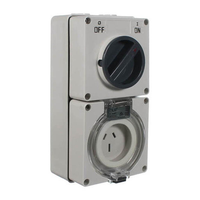 Load image into Gallery viewer, Iluma Combination 3 Flat Pin 15Amp 250V Switched Socket Outlet Grey 38mm Base
