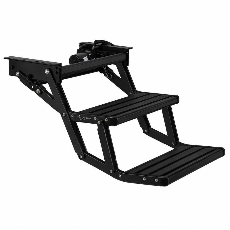 Load image into Gallery viewer, Iluma Double Electric Aluminium Step Inc Amber LED Light Black
