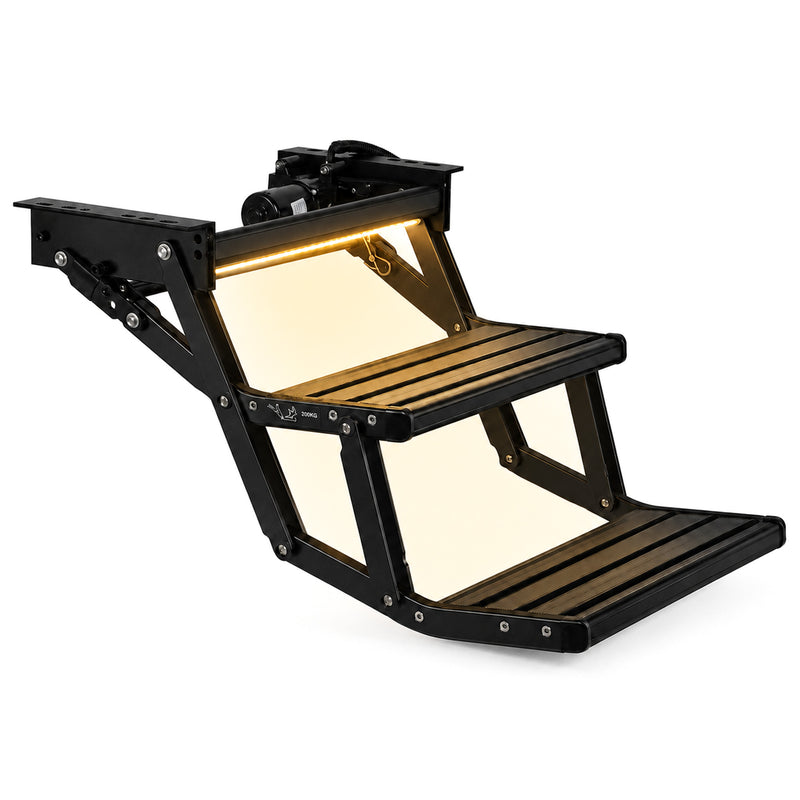 Load image into Gallery viewer, Iluma Double Electric Aluminium Step Inc Amber LED Light Black
