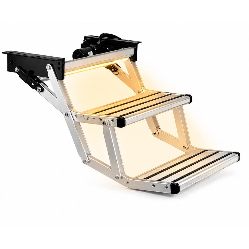Load image into Gallery viewer, Iluma Double Electric Aluminium Step Inc Amber LED Light Silver
