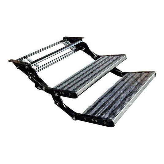 Iluma Double Manual Pull Out Aluminium Step Black With Amber LED Light