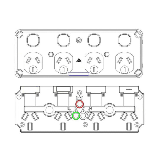 Iluma Double Pole 10A 4 Gang Quad Horizontal GPO PowerPoint C2000 White
